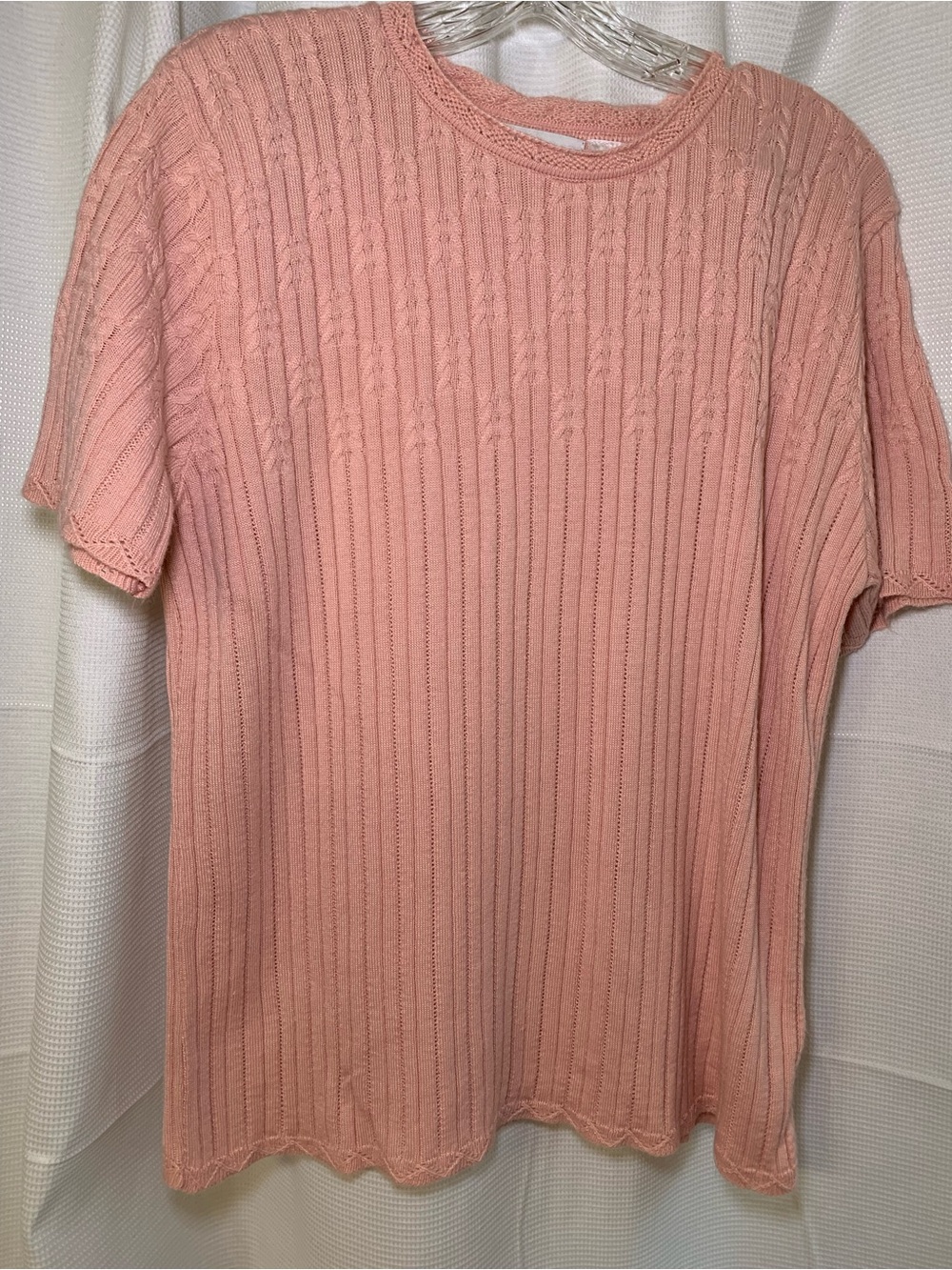 Alfred Dunner Blush Peach Ribbed Short Sleeve Tee